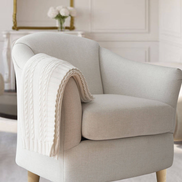 Luna Cable Knit Cotton Throw-White