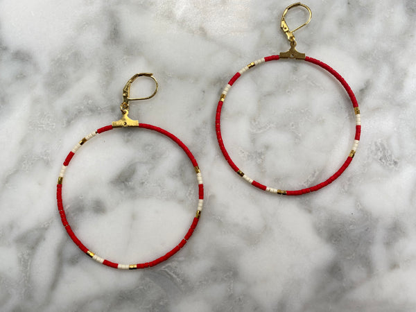 Ayana Hoop-Deep Red/cream