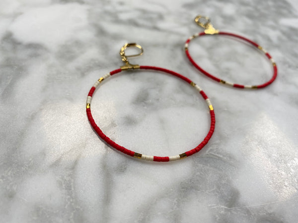 Ayana Hoop-Deep Red/cream
